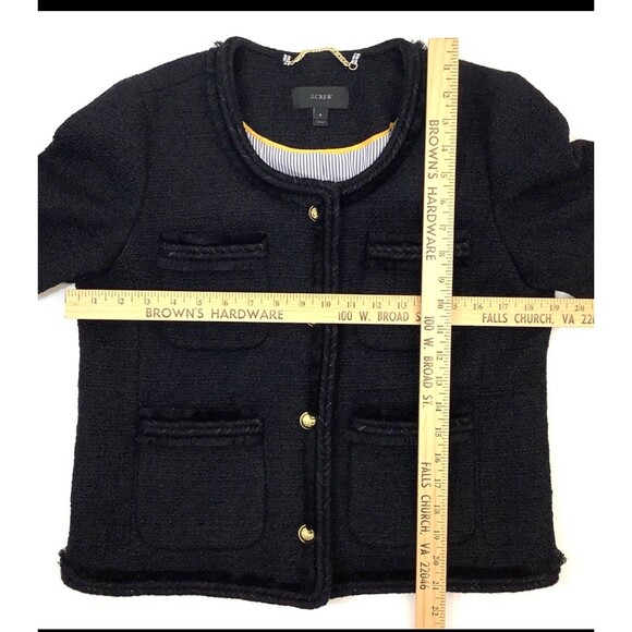 J.CREW Size 8 Cropped wool lady jacket with gold buttons BLACK Style F9995 - Picture 5 of 10